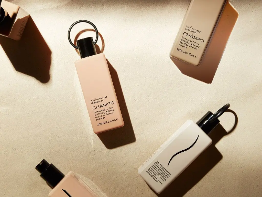 Champo hair care bottles