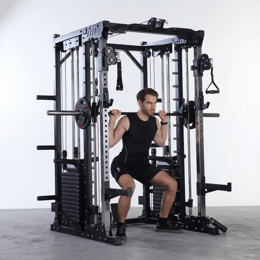 An athlete training on a Montreal Weights rack